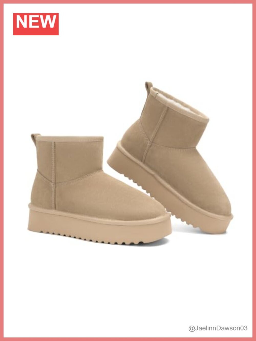 Genuine Suede Leather Ankle Boots Platform Fur Lined Pull On Women Winter